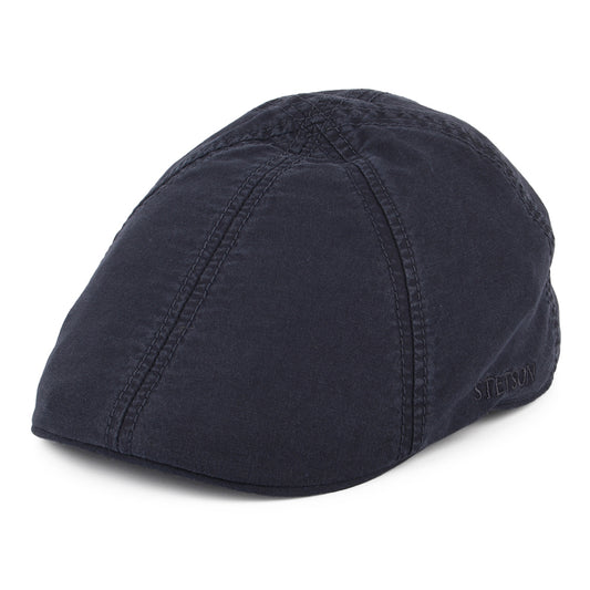 Casquette Plate Bec-de-Canard en Coton Bio Délavé bleu marine STETSON