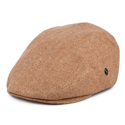 Casquette Plate Été en Pure Soie à Chevrons ocre CITY SPORT