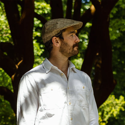 Casquette Plate à Carreaux Grantville beige sable JAXON & JAMES