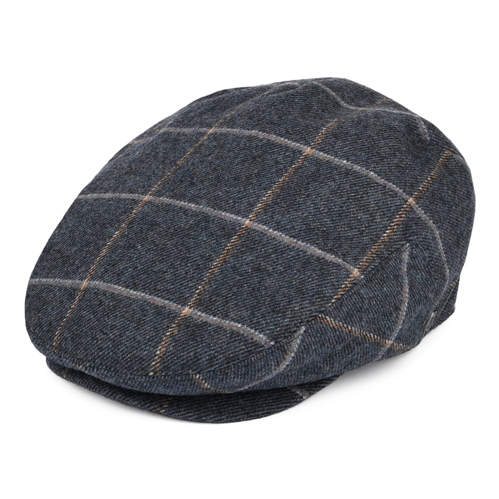 Casquette Plate à Carreaux Gaslamp bleu denim JAXON & JAMES