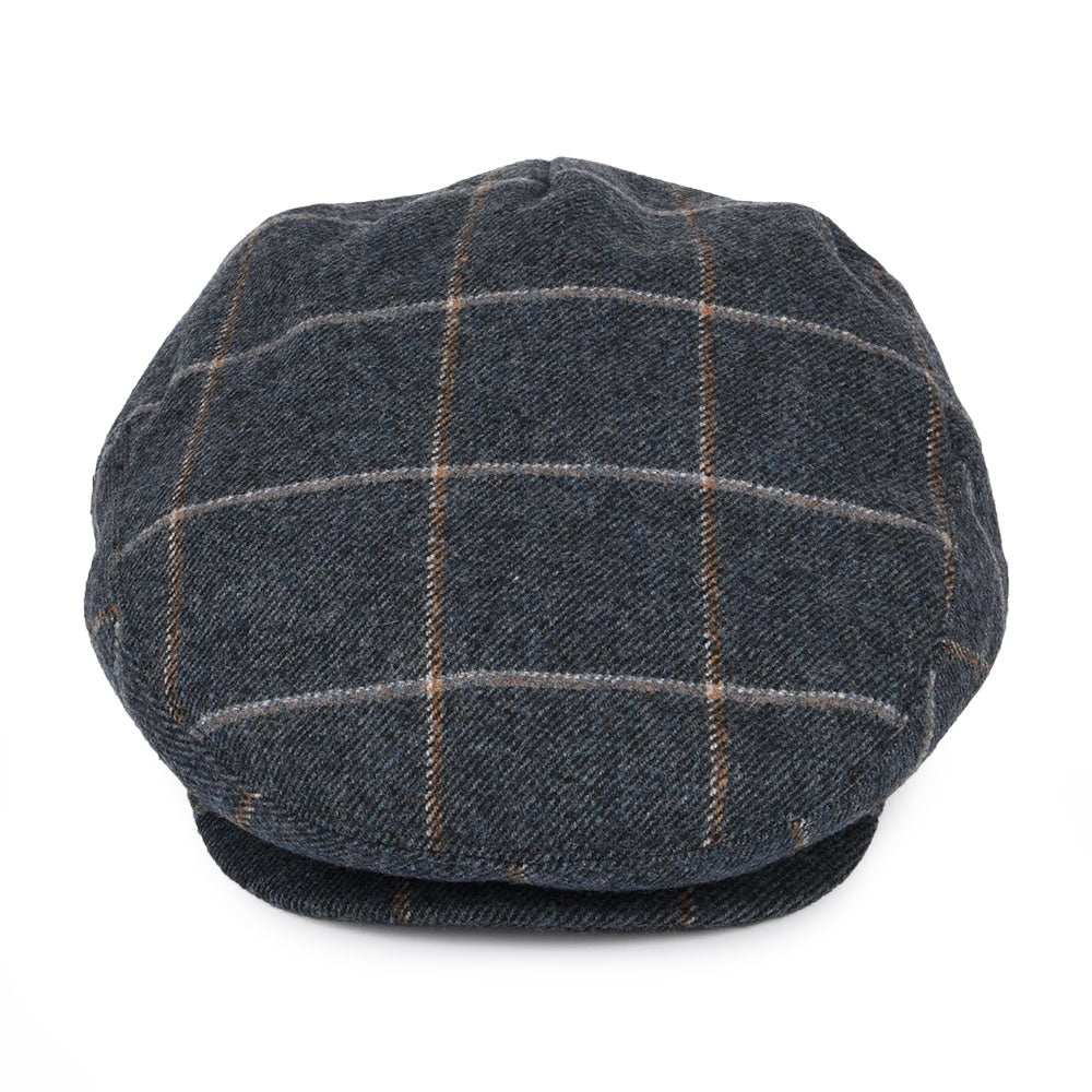 Casquette Plate à Carreaux Gaslamp bleu denim JAXON & JAMES