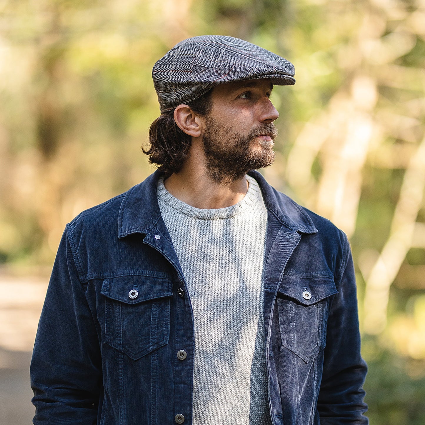 Casquette Plate en Tweed marron-gris JAXON & JAMES