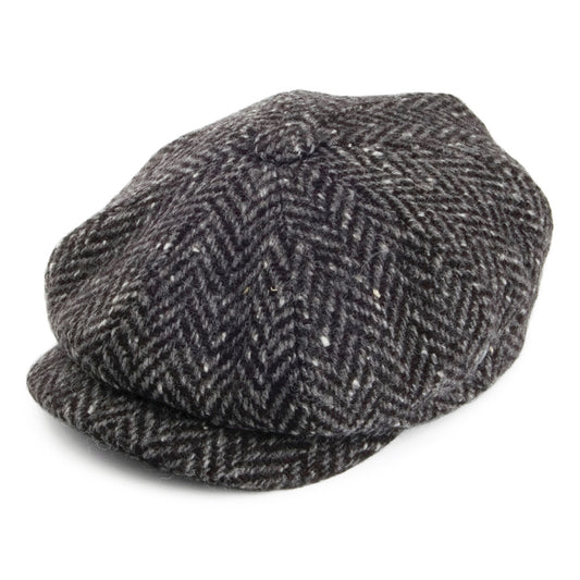 Casquette Gavroche en Tweed du Donegal à Chevrons gris CITY SPORT
