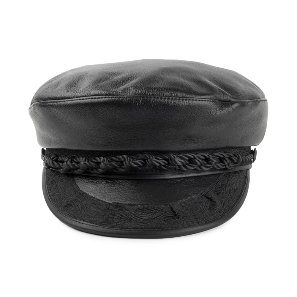 Casquette de Marin Grec en Cuir Classic noir JAXON & JAMES