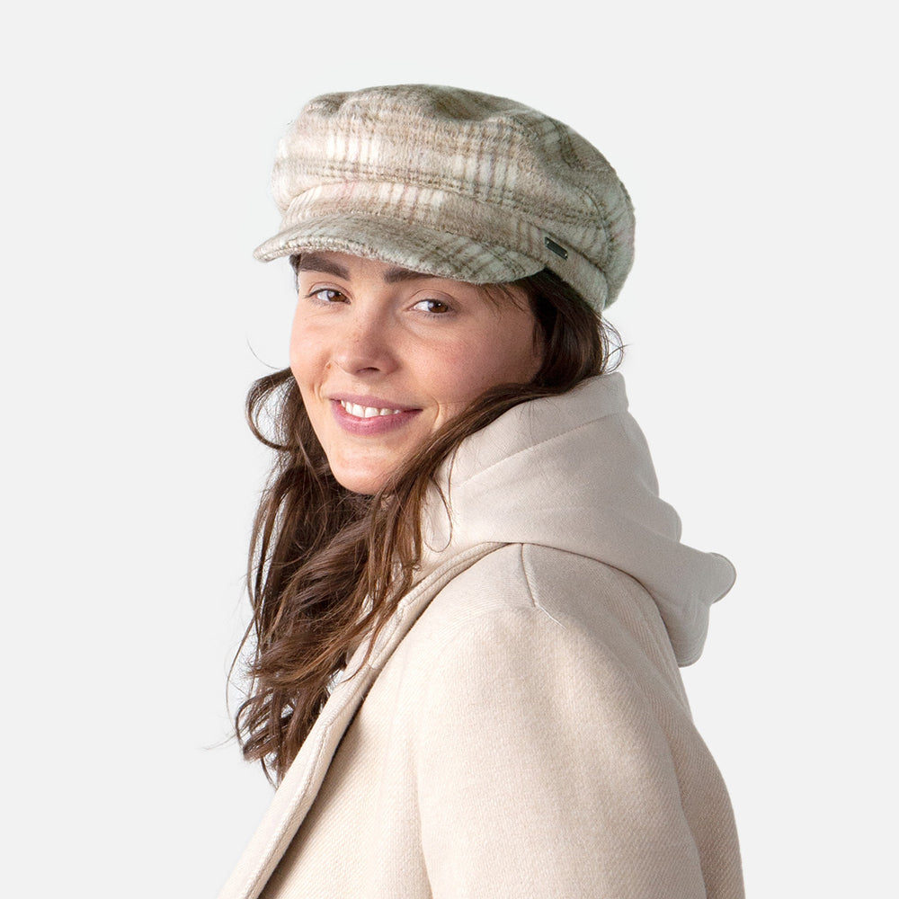 Casquette de Marin en Laine Mélangée à Carreaux Giana blé BARTS