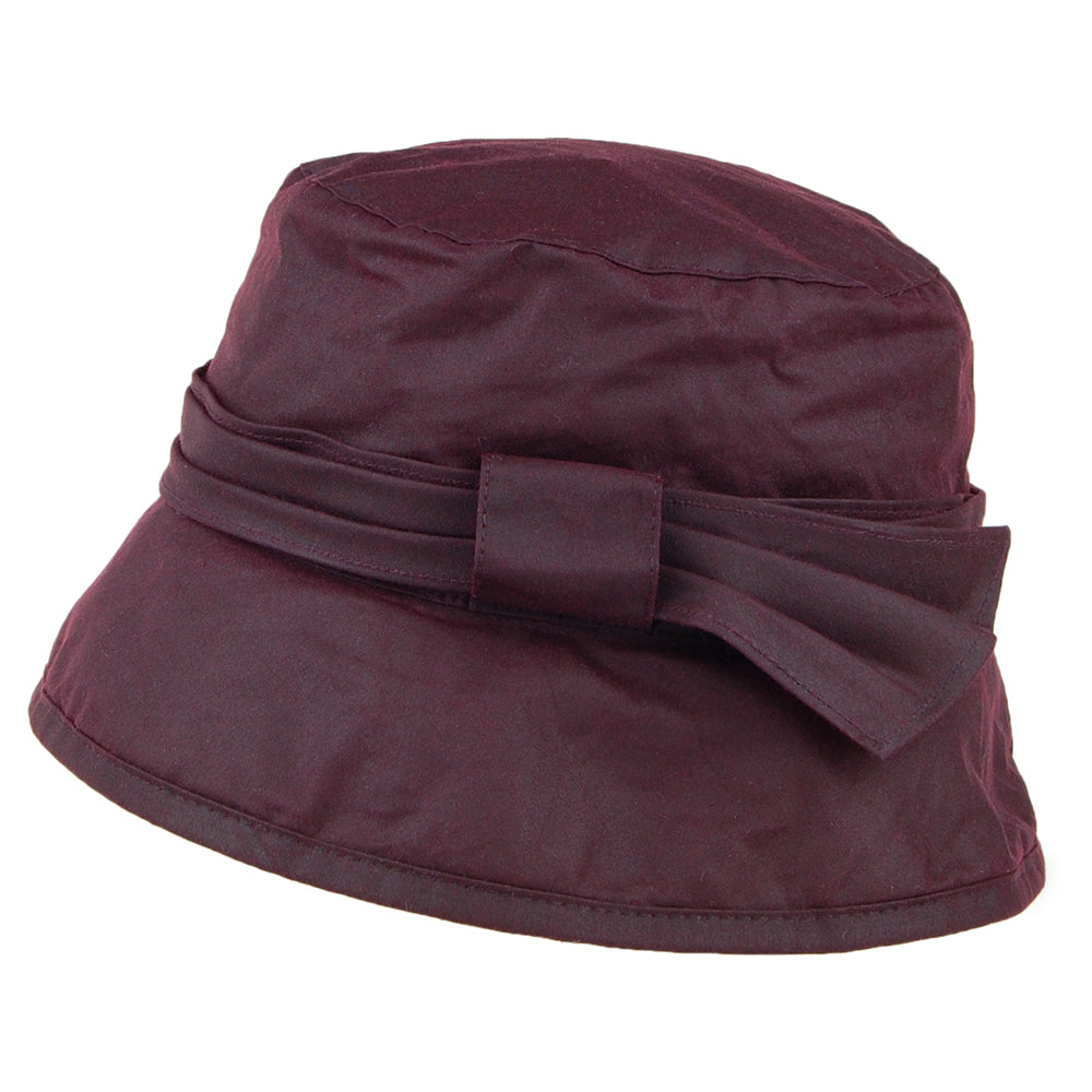 Chapeau Bob en Coton Ciré avec Noeud sur le Côté merlot FAILSWORTH