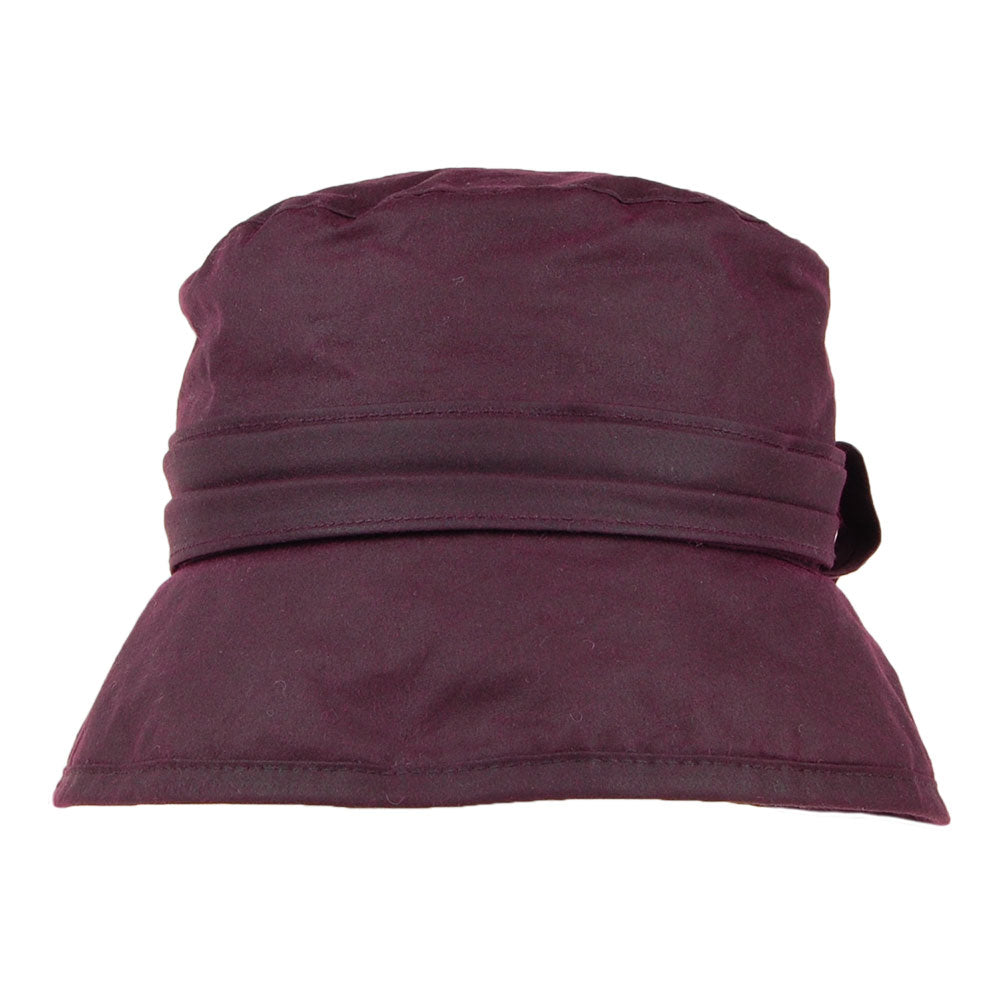 Chapeau Bob en Coton Ciré avec Noeud sur le Côté merlot FAILSWORTH