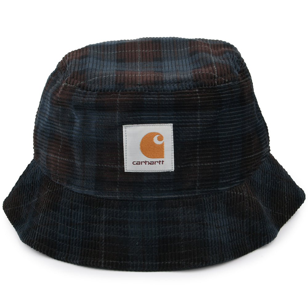 Chapeau Bob en Velours Côtelé à Carreaux bleu marine-marron CARHARTT WIP
