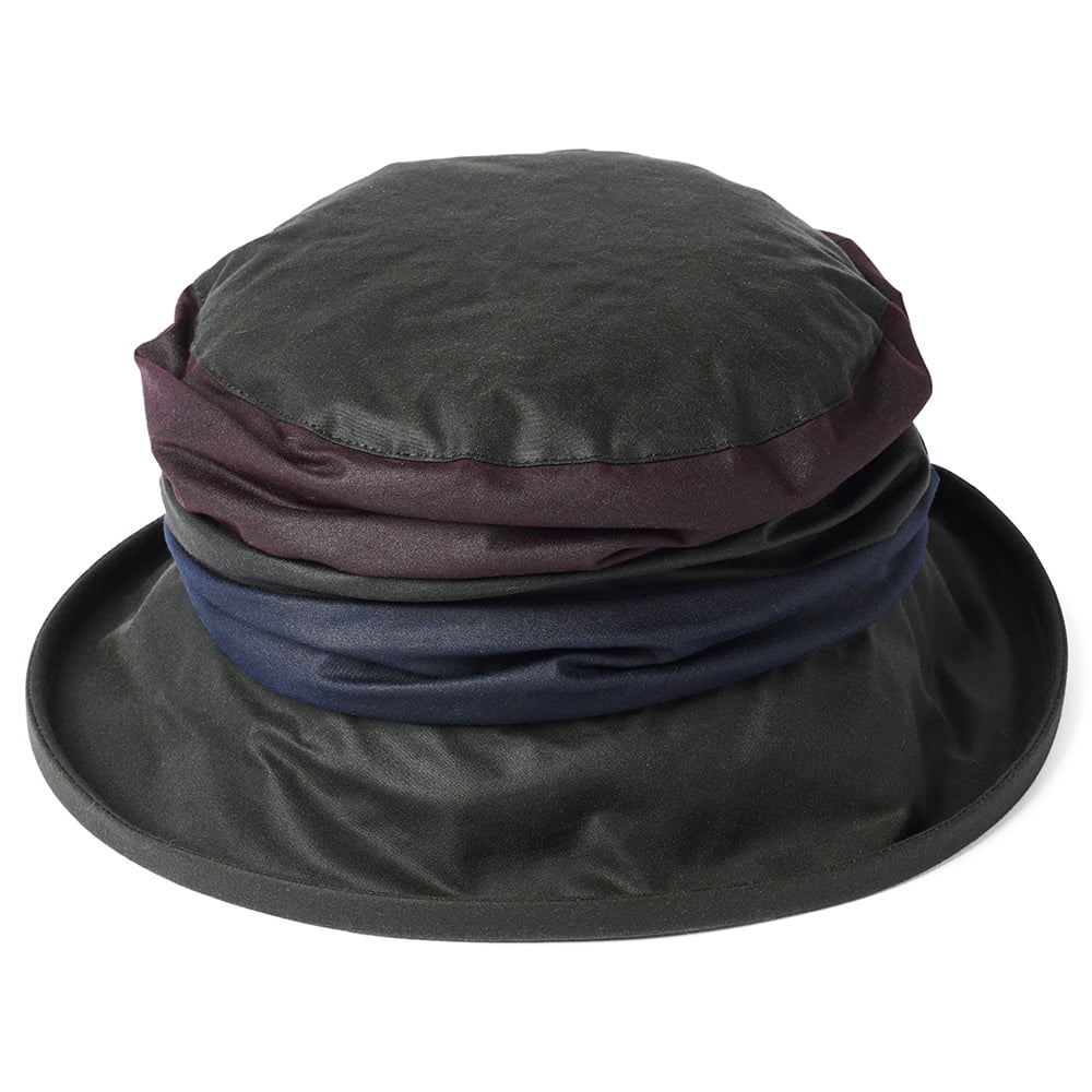 Chapeau Bob de Pluie en Coton Ciré Britannique Annie olive FAILSWORTH