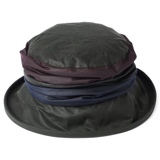 Chapeau Bob de Pluie en Coton Ciré Britannique Annie olive FAILSWORTH