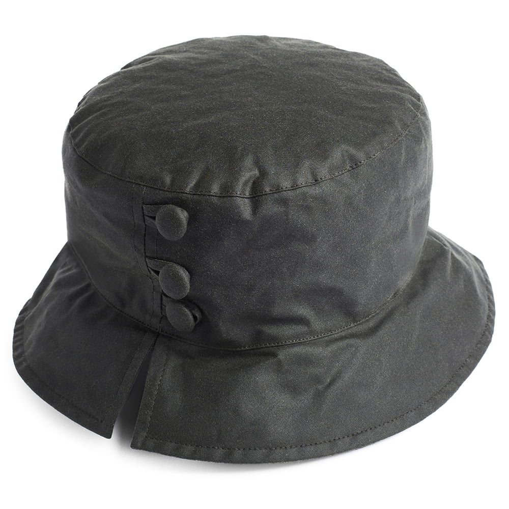 Chapeau Bob de Pluie en Coton Ciré Olivia olive FAILSWORTH