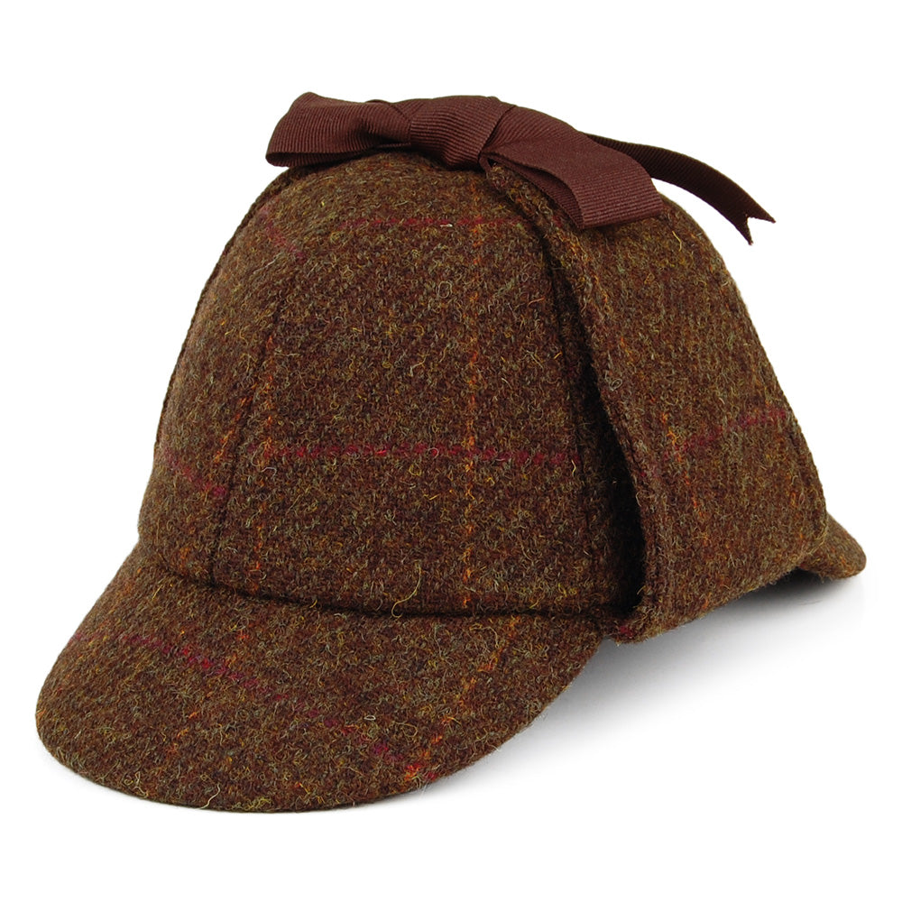 Chapeau Sherlock Holmes en HARRIS TWEED olive et mix de couleurs FAILSWORTH