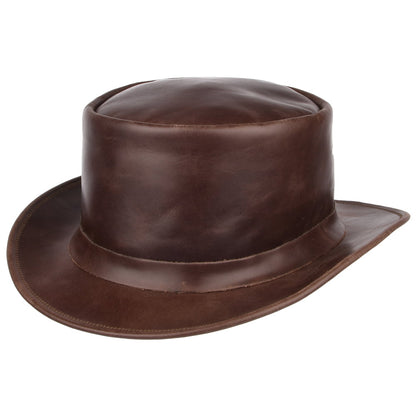 Chapeau Haut de Forme en Cuir marron JAXON & JAMES