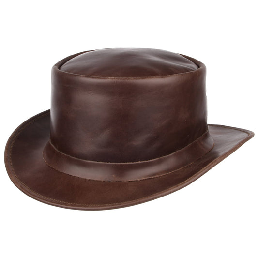 Chapeau Haut de Forme en Cuir marron JAXON & JAMES