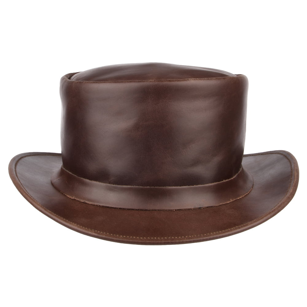 Chapeau Haut de Forme en Cuir marron JAXON & JAMES