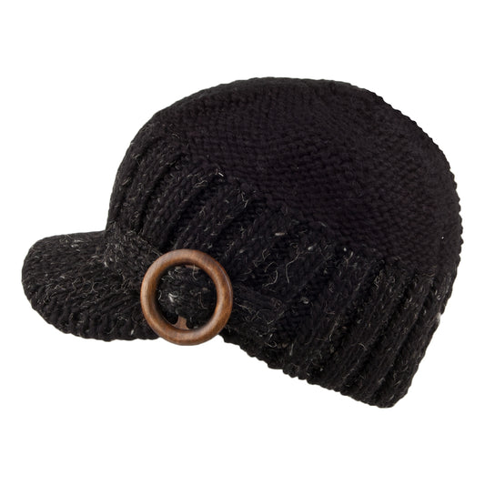 Casquette Militaire Tricot avec Boucle en Bois noir SCALA
