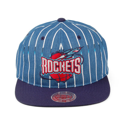 Casquette Snapback Denim Pinstripe Houston Rockets bleu marine MITCHELL & NESS