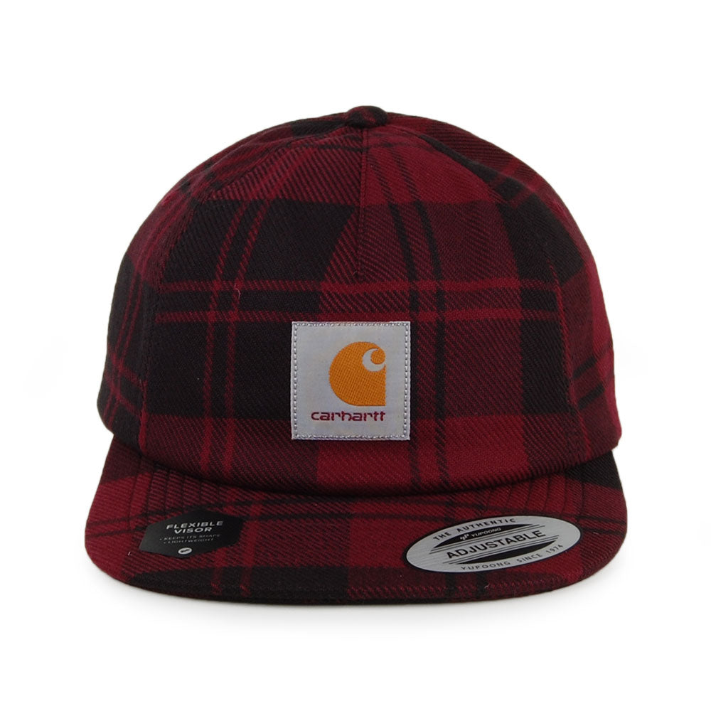Casquette Strapback Non Structurée en Coton Sergé Pulford Check bordeaux-noir CARHARTT WIP