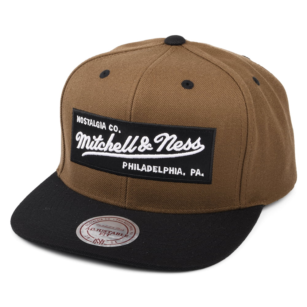 Casquette Snapback Box Logo beige sable-noir MITCHELL & NESS