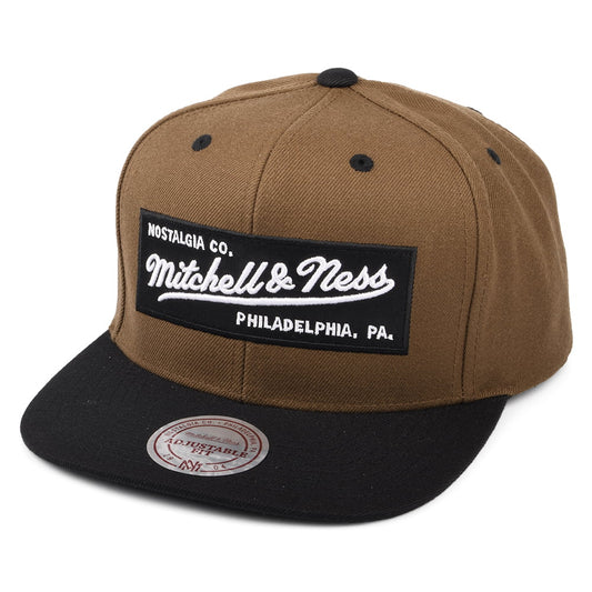 Casquette Snapback Box Logo beige sable-noir MITCHELL & NESS