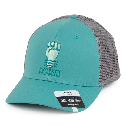 Casquette Trucker en Coton Bio Protect Your Peaks vert aqua PATAGONIA
