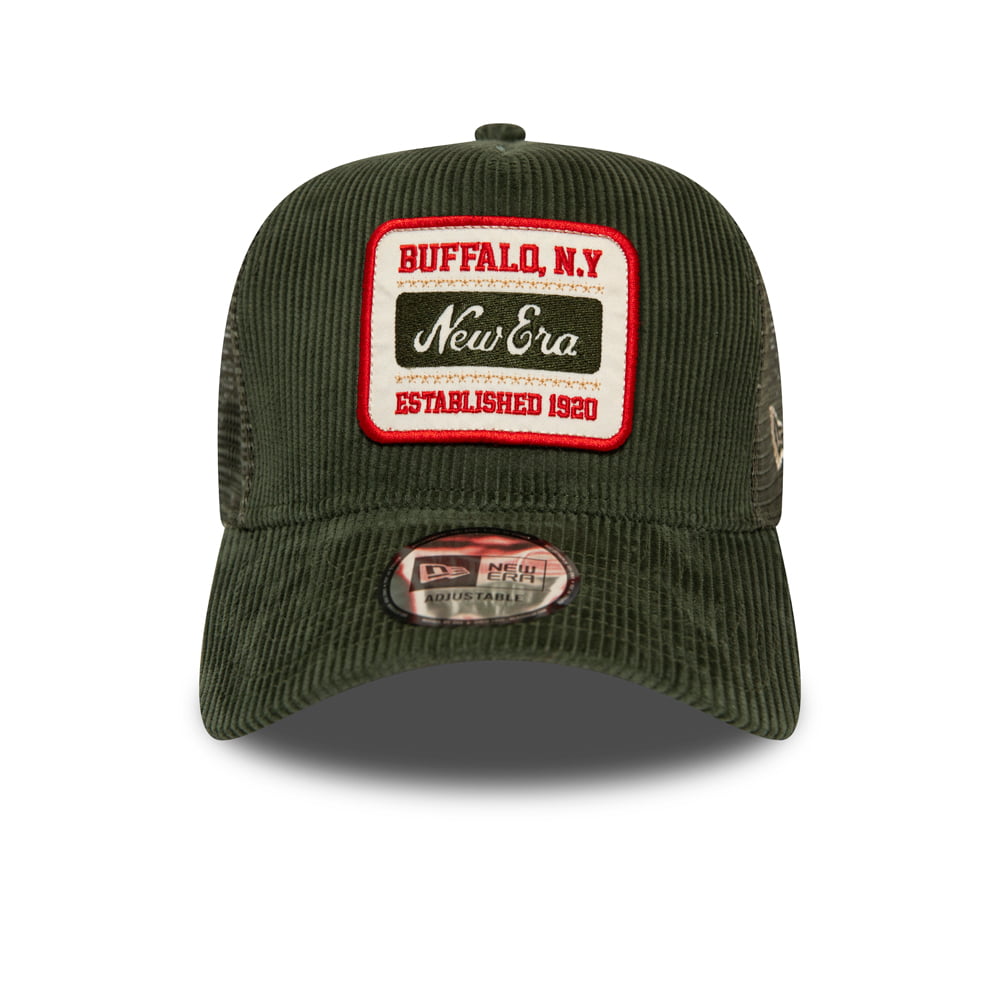 Casquette Trucker en Velours Côtelé Fabric Patch olive NEW ERA