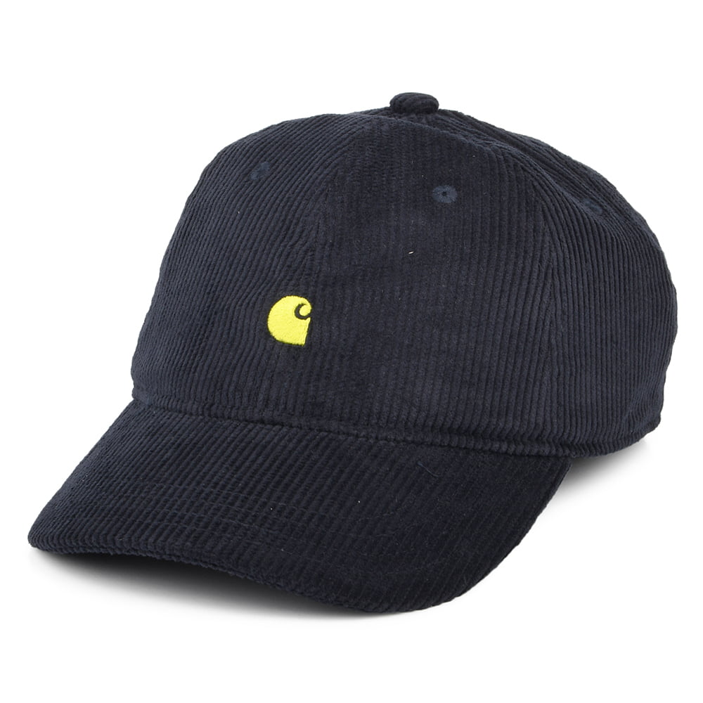 Casquette en Velours Côtelé Harlem bleu marine foncé-jaune CARHARTT WIP