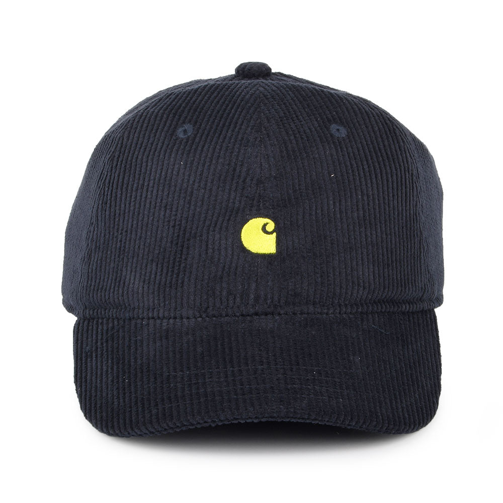 Casquette en Velours Côtelé Harlem bleu marine foncé-jaune CARHARTT WIP