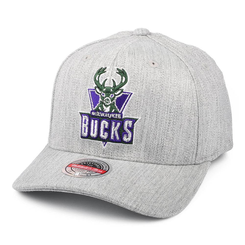 Casquette Snapback NBA Team Heather Redline Milwaukee Bucks gris chiné MITCHELL & NESS