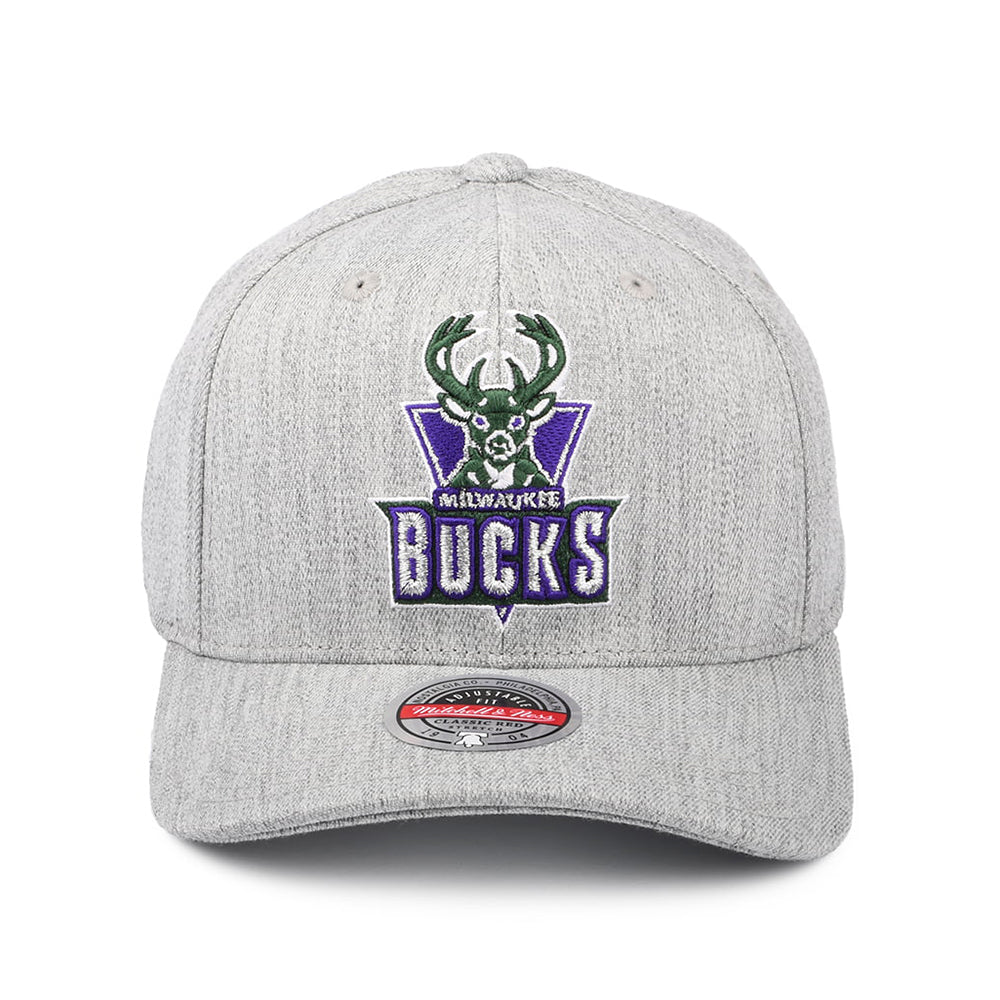 Casquette Snapback NBA Team Heather Redline Milwaukee Bucks gris chiné MITCHELL & NESS
