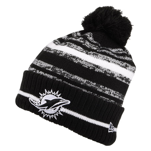 Bonnet à Pompon NFL Sport Knit Miami Dolphins noir-blanc NEW ERA