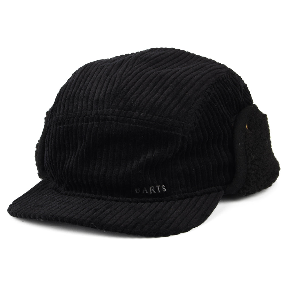 Casquette 5 Panel en Velours Côtelé Avec Protège-Oreilles Rayner noir BARTS