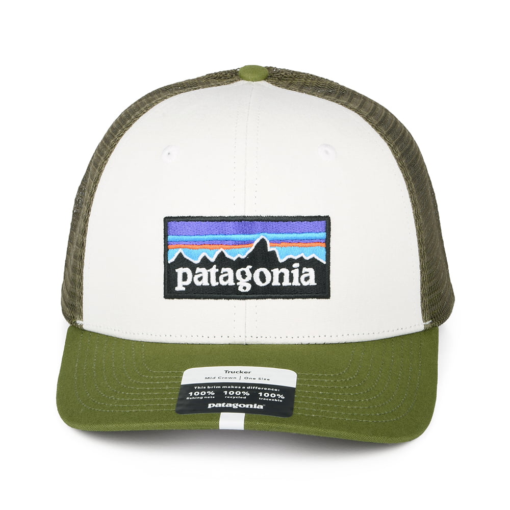 Casquette Trucker en Coton Bio P-6 Logo blanc-vert PATAGONIA