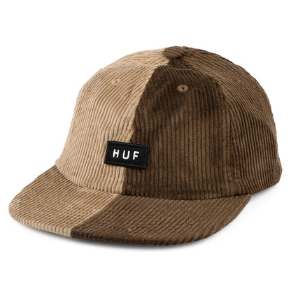 Casquette en Velours Côtelé Bicolore Marina marron HUF