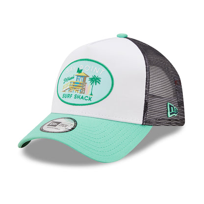 Casquette Trucker Location Icon A-Frame Bay Point turquoise-blanc NEW ERA