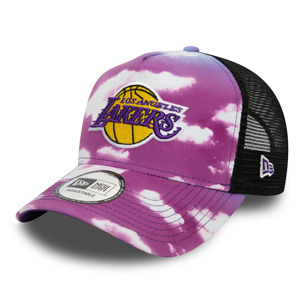 Casquette Trucker L.A. Lakers NBA Cloud AOP A-Frame violet-blanc NEW ERA