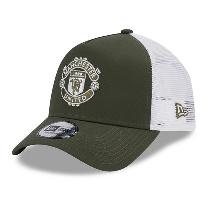 Casquette Trucker A-Frame Seasonal Manchester United FC olive-blanc NEW ERA