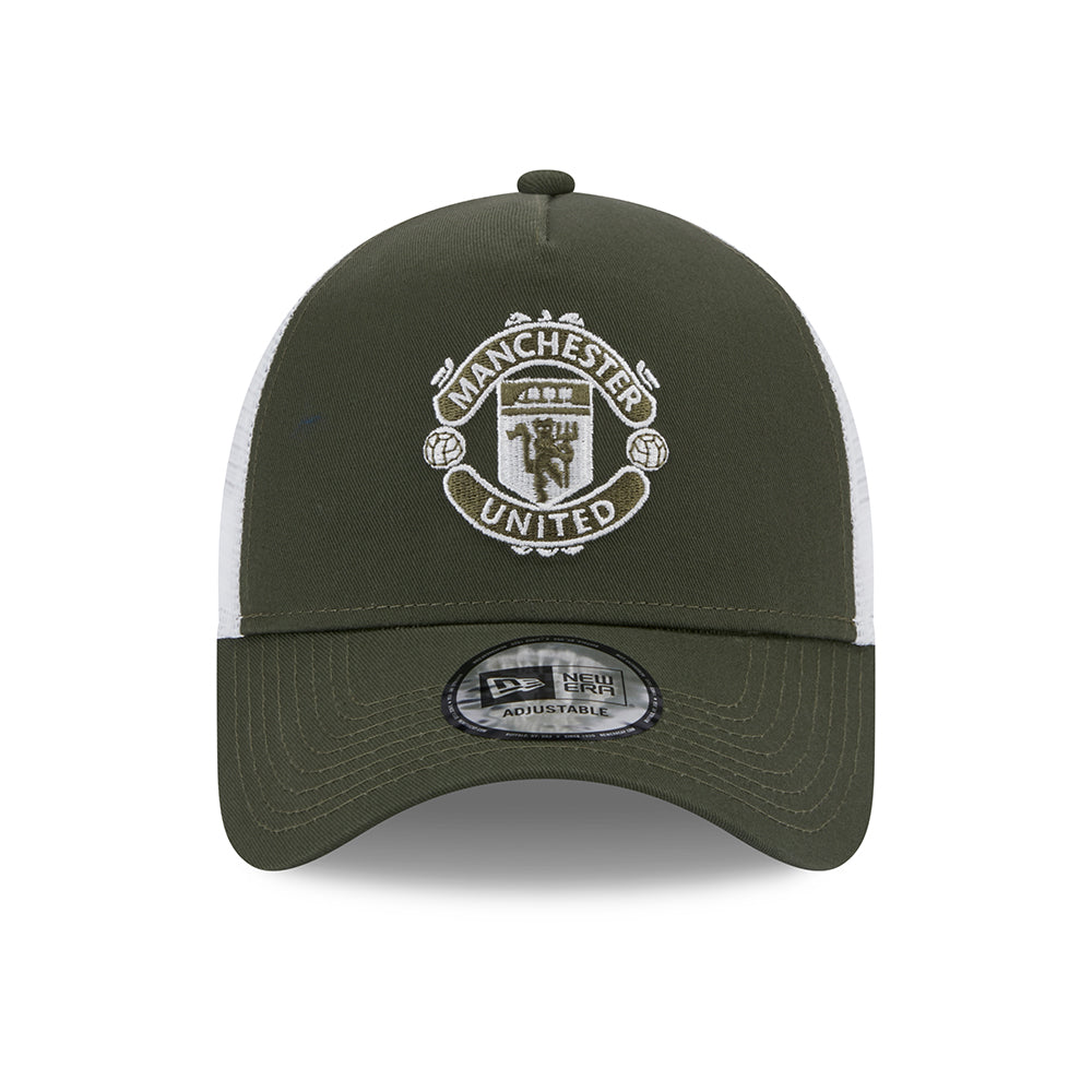 Casquette Trucker A-Frame Seasonal Manchester United FC olive-blanc NEW ERA