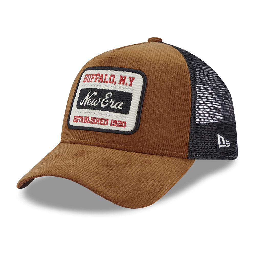 Casquette Trucker A-Frame en Velours Côtelé toffee-noir NEW ERA
