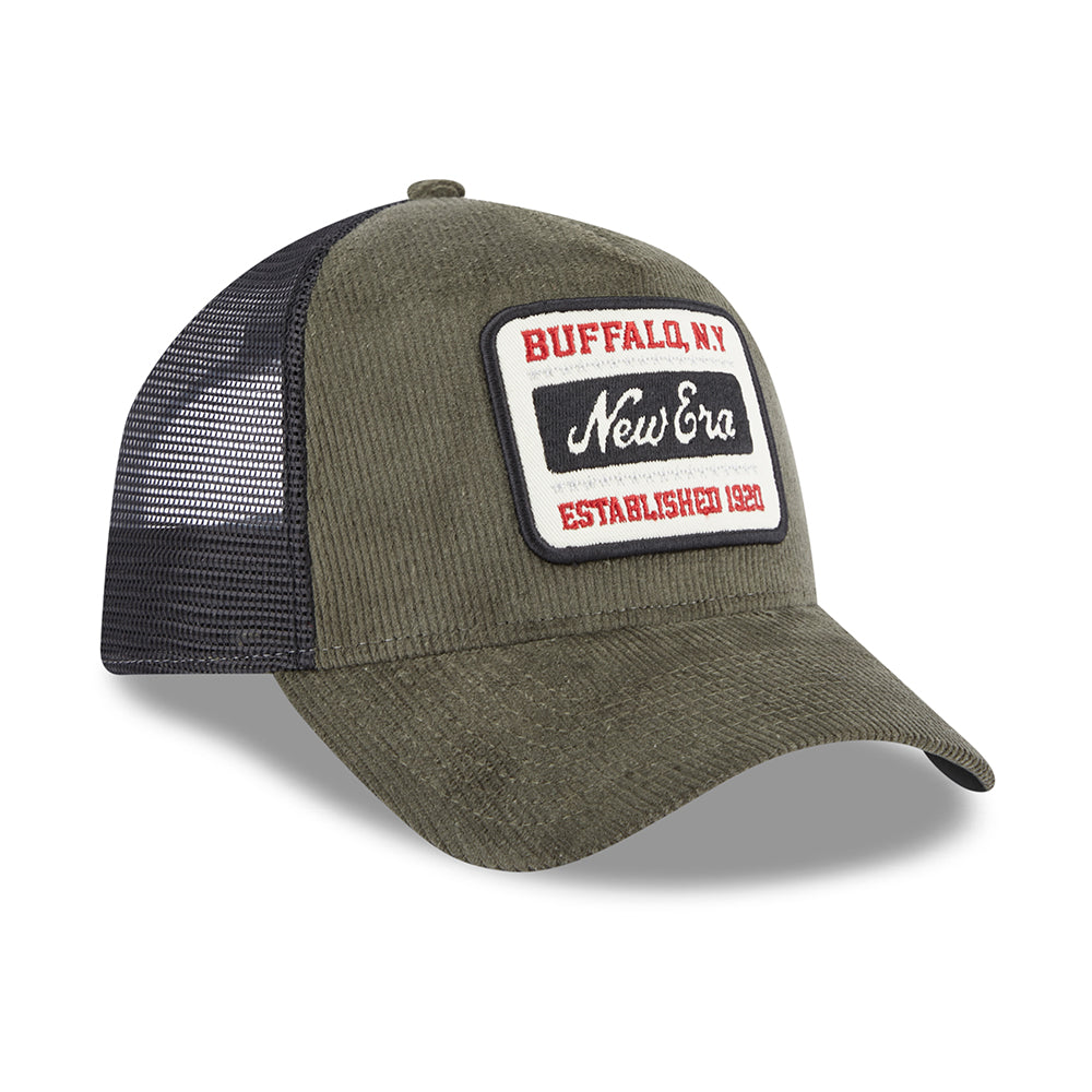 Casquette Trucker A-Frame en Velours Côtelé olive-noir NEW ERA