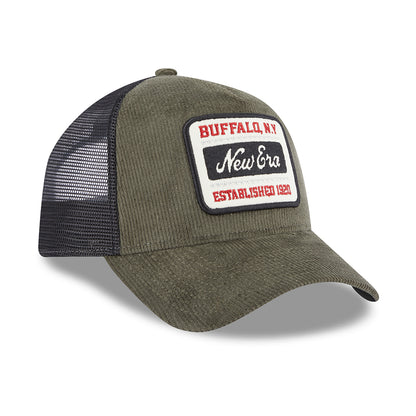 Casquette Trucker A-Frame en Velours Côtelé olive-noir NEW ERA
