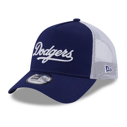 Casquette Trucker A-Frame MLB Team Script L.A. Dodgers bleu foncé-blanc NEW ERA