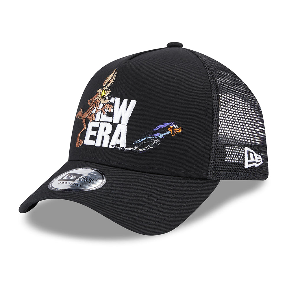 Casquette Trucker A-Frame Looney Tunes Vil Coyote et Bip Bip noir NEW ERA