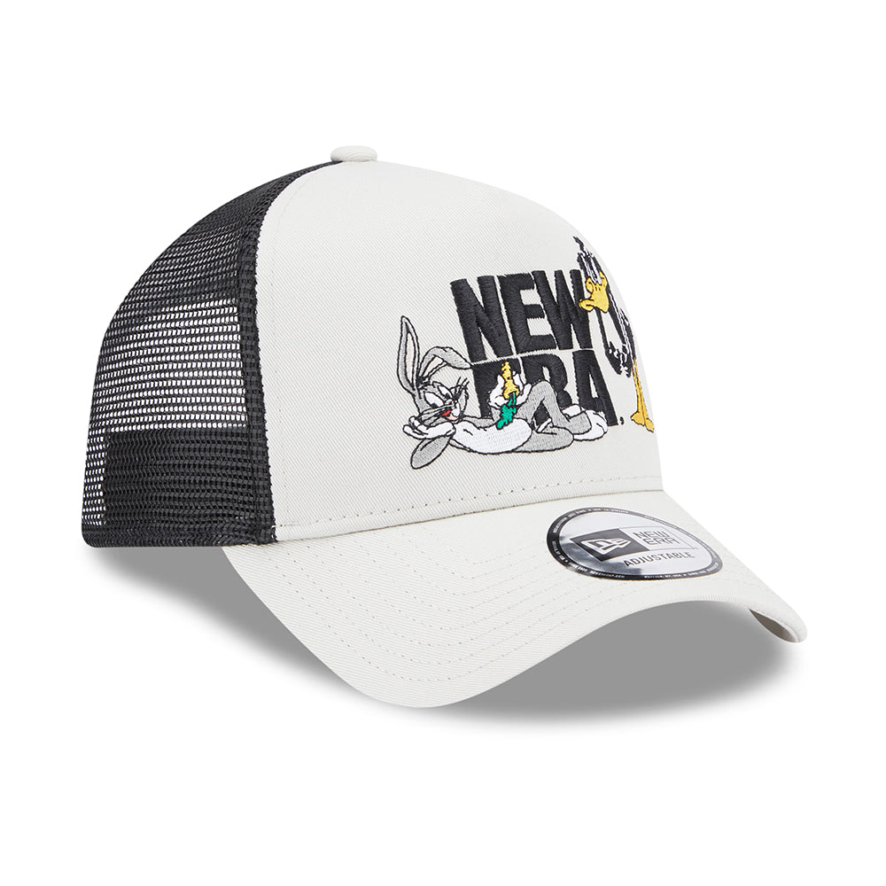 Casquette Trucker A-Frame Looney Tunes Bugs Bunny et Daffy Duck beige-noir NEW ERA