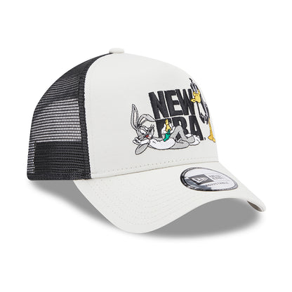 Casquette Trucker A-Frame Looney Tunes Bugs Bunny et Daffy Duck beige-noir NEW ERA