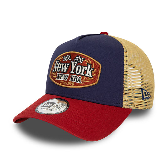 Casquette Trucker NE Patch A-Frame bleu marine-rouge NEW ERA