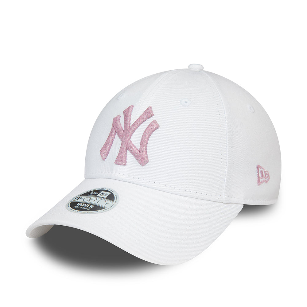 Casquette Femme 9FORTY MLB Metallic Logo New York Yankees blanc-rose NEW ERA