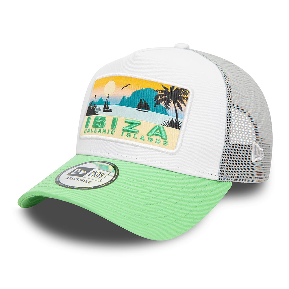 Casquette Trucker A-Frame NE Summer Ibiza blanc-vert clair NEW ERA