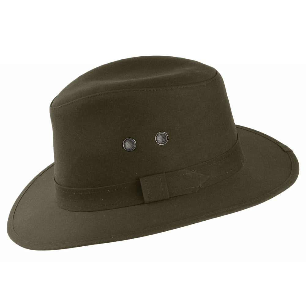 Chapeau Fedora en Coton Ciré Britannique Hydrofuge Drifter olive FAILSWORTH