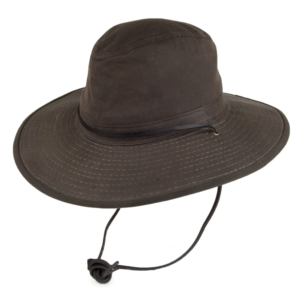 Chapeau Safari en Toile Cirée Imperméable et à Bord Large DORFMAN PACIFIC